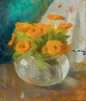 Orange Flowers in a Vase By Beatrice How