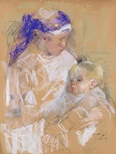 Study of a Mother and Child By Beatrice How