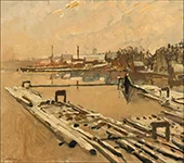 Houtvlotten in de Sneeuw bij de Zandhoek By George Hendrik Breitner