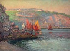 Brixham Trawlers Drying The Sails By Charles David Jones Bryant