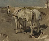 Two White Horses By George Hendrik Breitner