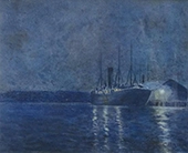 Nocturnal Shipping Scene By Charles David Jones Bryant