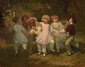 Children Playing in a Park By Hugues Merle