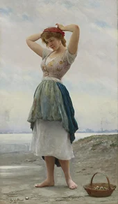 On the Beach 1908 By Eugene de Blass