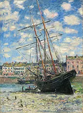 Boat Lying at Low Tide By Claude Monet