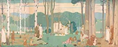 Men Women and Children at a Picnic in the Park 1900 By Frederick Cayley Robinson
