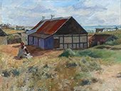 A Girl in the Dunes Scouts out Across the Sea at Skagen By Gad Frederik Clement