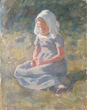 Girl in a Garden on a Summer Day By Gad Frederik Clement