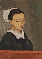 Sister a Young Woman from Brittanny at a Red Table By Gad Frederik Clement