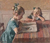 Two Girls at a Table By Gad Frederik Clement