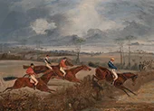 Scenes From a Steeplechase Taking a Hedge By Henry Alken