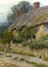 A Mother and Child Entering a Cottage By Helen Allingham