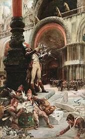Drum Major of the French Army Feeding the Pigeons By Georges Clairin