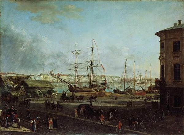 View of the English Embankment from Vasilyevsky Island 1810 By Fyodor Alekseyev