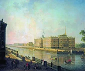 View of the Mikhailovsky Castle in St Petersburg from the Fontanka 1800 By Fyodor Alekseyev