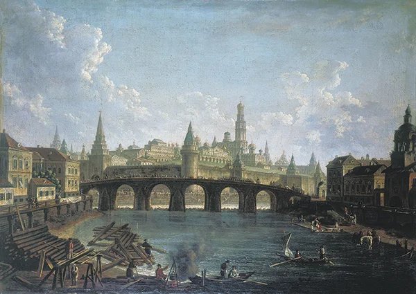 View of the Moscow Kremlin from the Bolshoy Kamenny Bridge 1859 By Fyodor Alekseyev