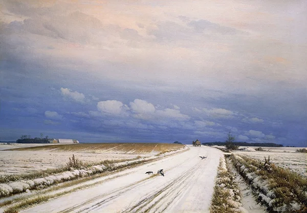 A Winter Landscape with a Horse and Cartd By Anders Andersen-Lundby