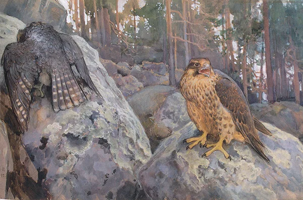 Falcons in the Forest 1895 By Eero Jarnefelt