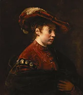 Young Woman in a Feathered Hat By Willem Drost