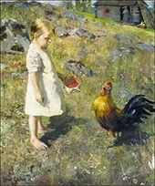 The Girl and the Rooster By Akseli Gallen Kallela