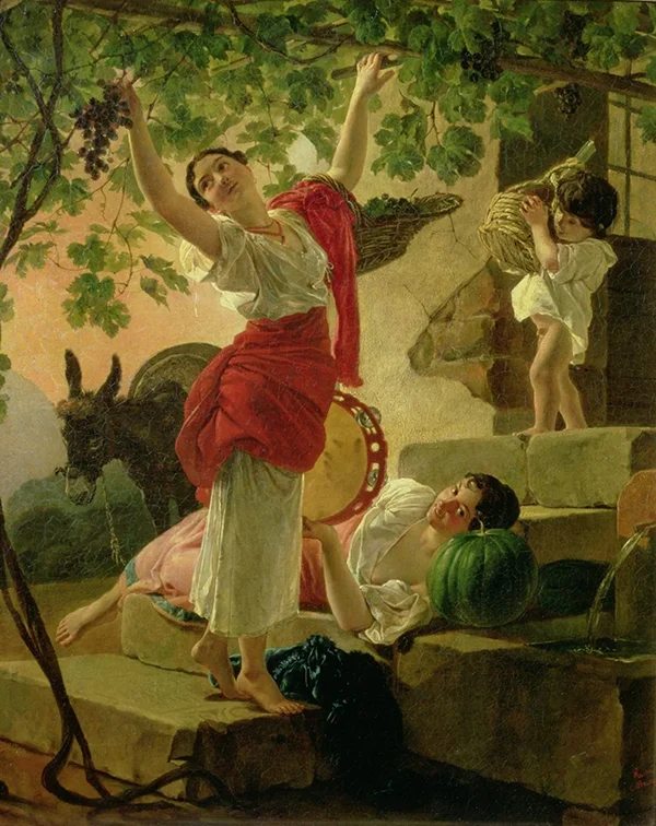 Girl Gathering Grapes in the Vicinity of Naples 1827 By Karl Bryullov