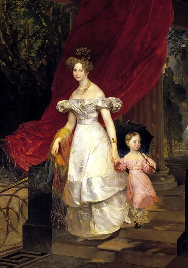 Portrait of Grand Duchess Elena Pavlovna and Her Daughter Maria 1830 By Karl Bryullov