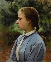 Young Girl of Auvers Sur Oise 1873 By Charles Sprague Pearce