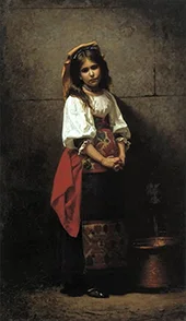 Italienne at the Fountain By Charles Sprague Pearce