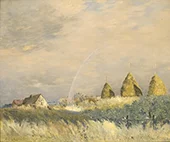 Landscape with Rainbow and Haystacks By Jean-Charles Cazin