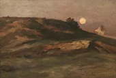 Moon Over Normandy Dunes France By Jean-Charles Cazin