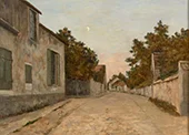 Village Street by Moonlight By Jean-Charles Cazin