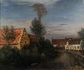 Village Under a Night By Jean-Charles Cazin