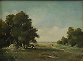 Woman Walking on the Edge of the Forest By Jean-Charles Cazin