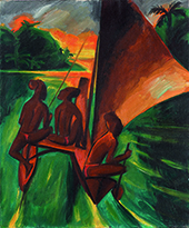 In the Canoe Catamaran 1917 By Max Pechstein