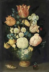 A Vase of Flowers By Ambrosius Bosschaert