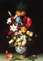 Bouquet in a Wan Li Vase with a Gilt Mount By Ambrosius Bosschaert