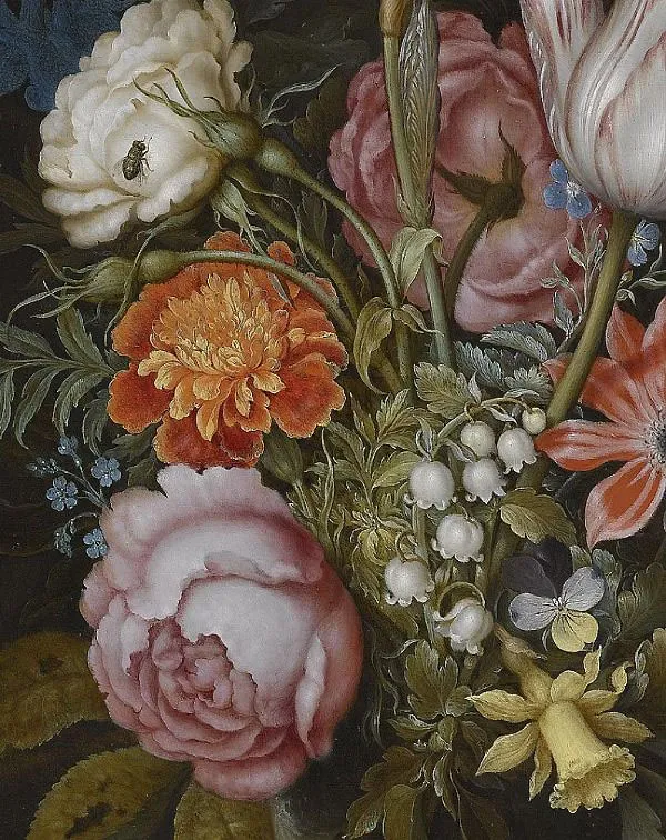 Flowers in a Glass Beaker Set By Ambrosius Bosschaert