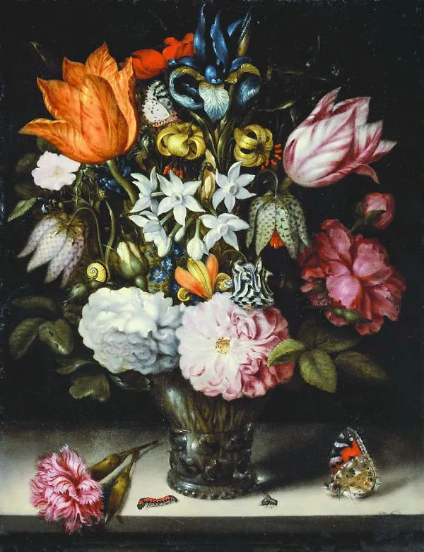 Flowers in a Roemer Insects By Ambrosius Bosschaert