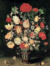 Flower Still Life with Tulips and Roses By Ambrosius Bosschaert