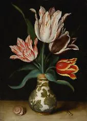 Four Tulips in a Wan Li Porcelain Vase By Ambrosius Bosschaert