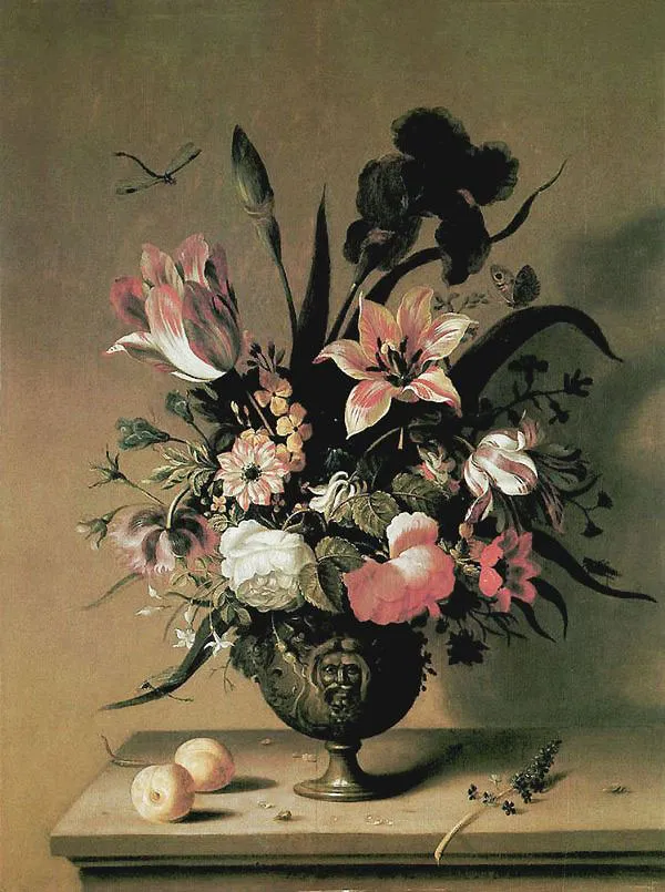 Fresh Flowers in a Bronze Vase By Ambrosius Bosschaert
