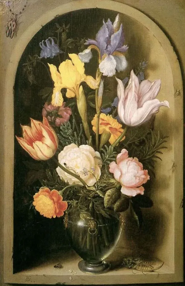 Still Life of Flowers in a Niche By Ambrosius Bosschaert