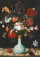 Still Life of Roses Marigolds Aquilegia By Ambrosius Bosschaert