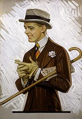 Man with Cane and Gloves By J. C. Leyendecker