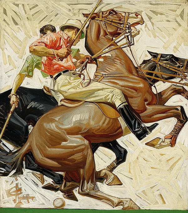 Polo Players on Horseback 1914 By J. C. Leyendecker