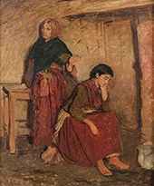 Figures in a Cottage Interior By Aloysius O'Kelly