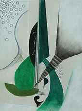 Untitled Abstract Composition in Green and Grey By Will Henry Stevens