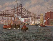 Tugboats in the East River New York c1910 By Aloysius O'Kelly