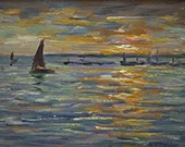 Yachts at Sunset France By Aloysius O'Kelly