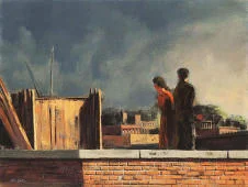 Rooftop and Landscape Study with Figure By Hughie Lee-Smith